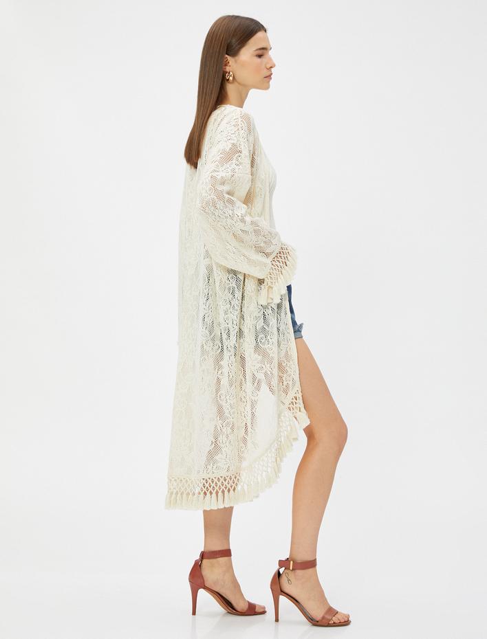  Dantel Hırka Püsküllü Relax Fit