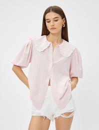 Bebe Yaka Gömlek Fisto Detaylı Balon Kol