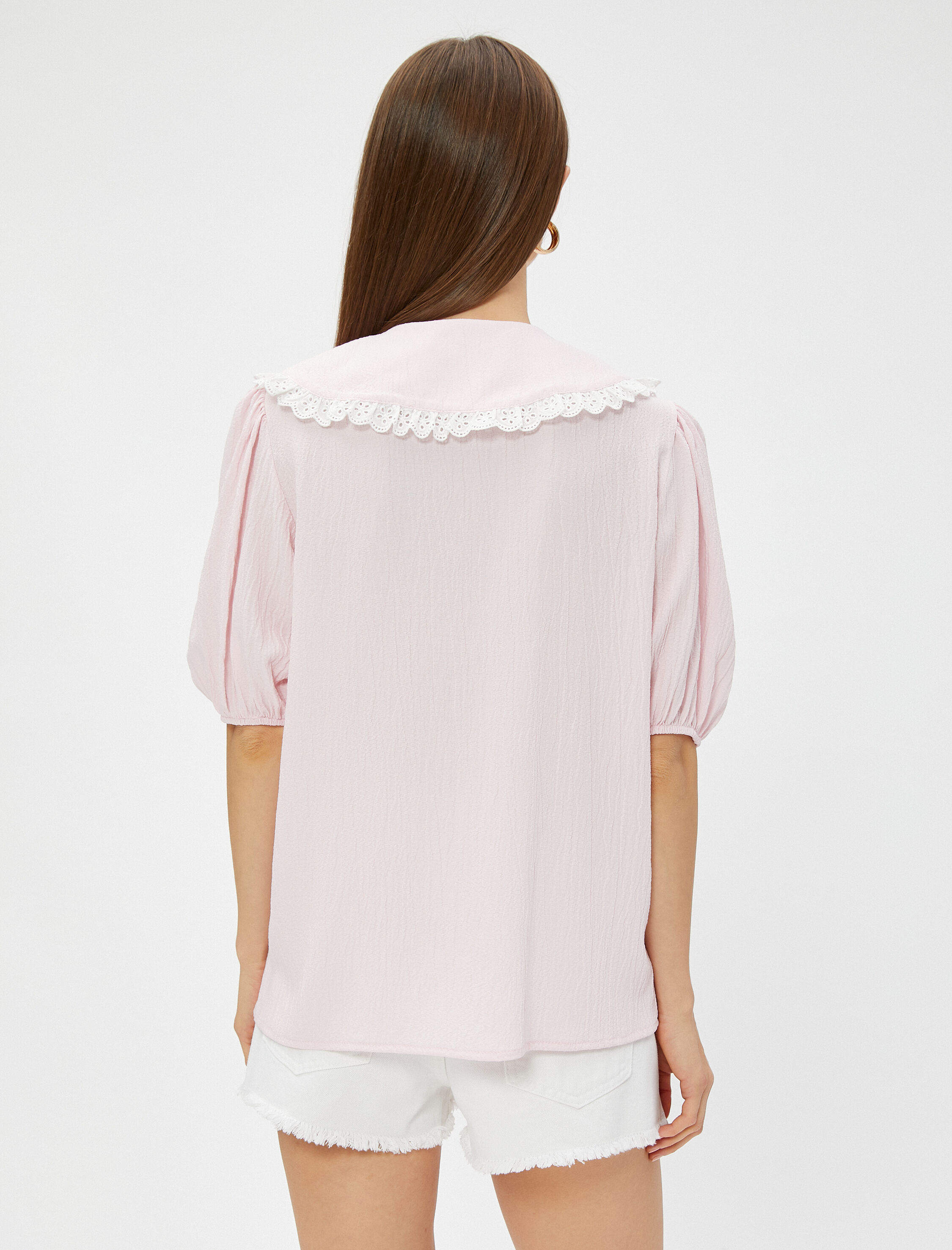   Bebe Yaka Gömlek Fisto Detaylı Balon Kol