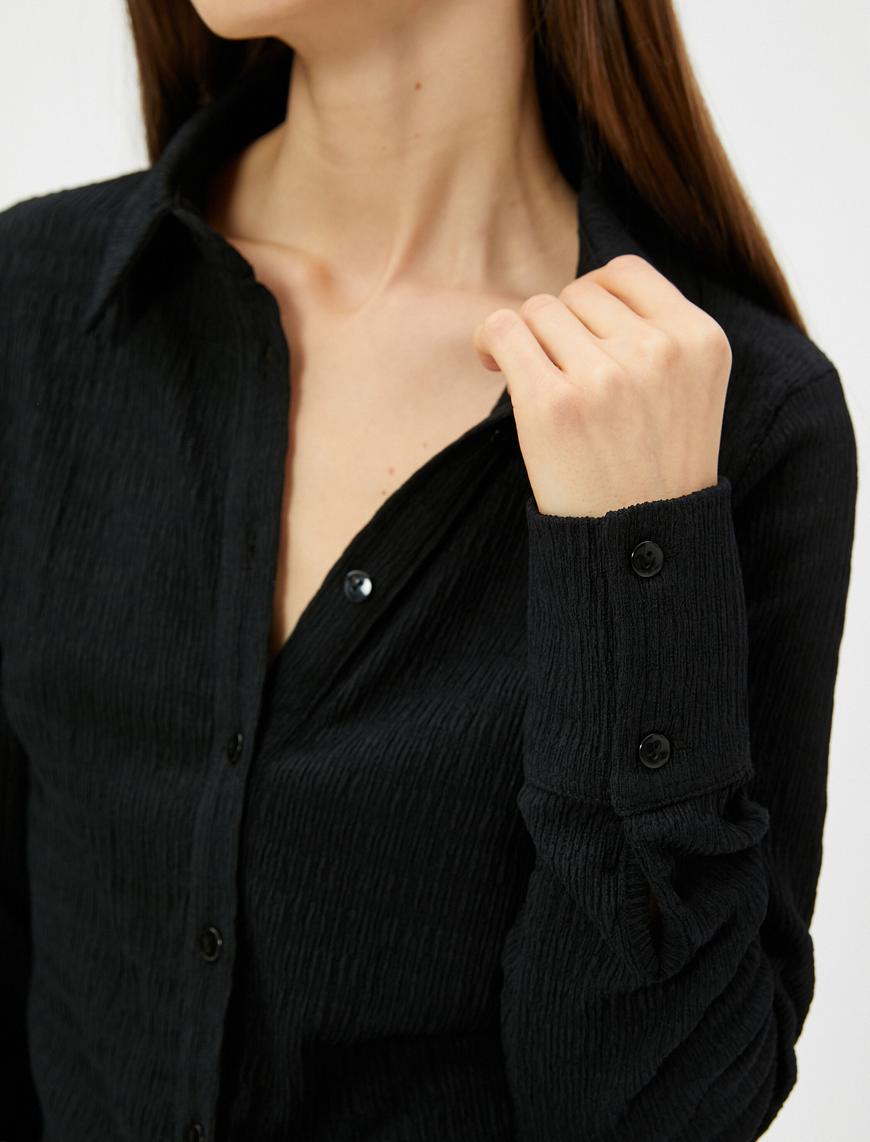   Slim Fit Gömlek Uzun Kollu Bürümcük Kumaş