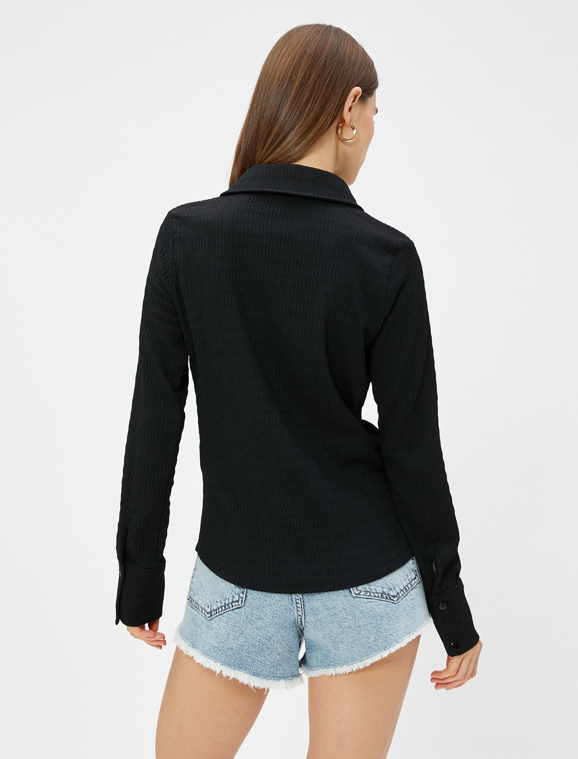   Slim Fit Gömlek Uzun Kollu Bürümcük Kumaş