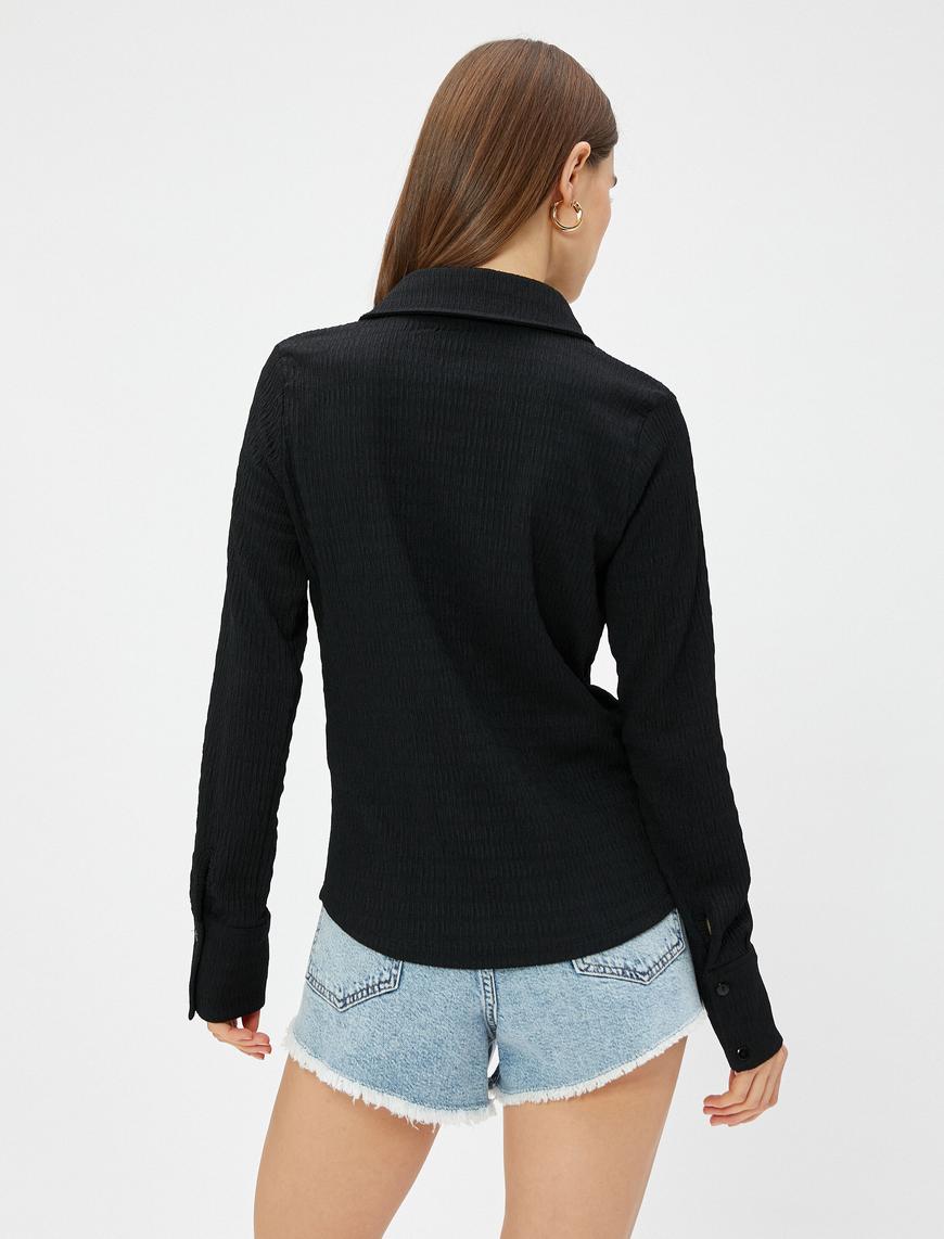   Slim Fit Gömlek Uzun Kollu Bürümcük Kumaş