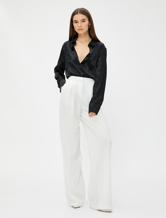  Saten Gömlek Uzun Kollu Düğmeli