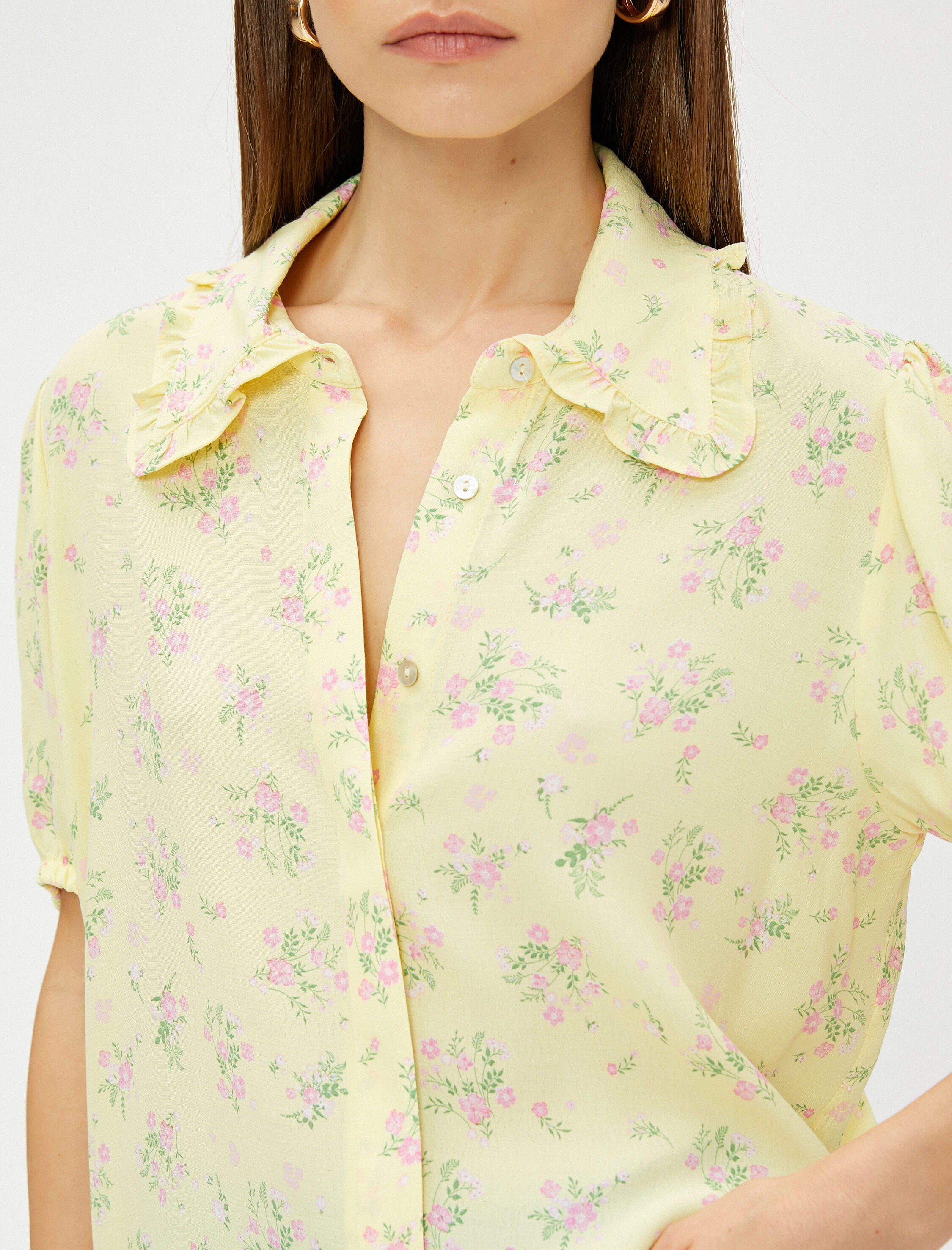   Bebe Yaka Gömlek Fisto Detaylı Balon Kol