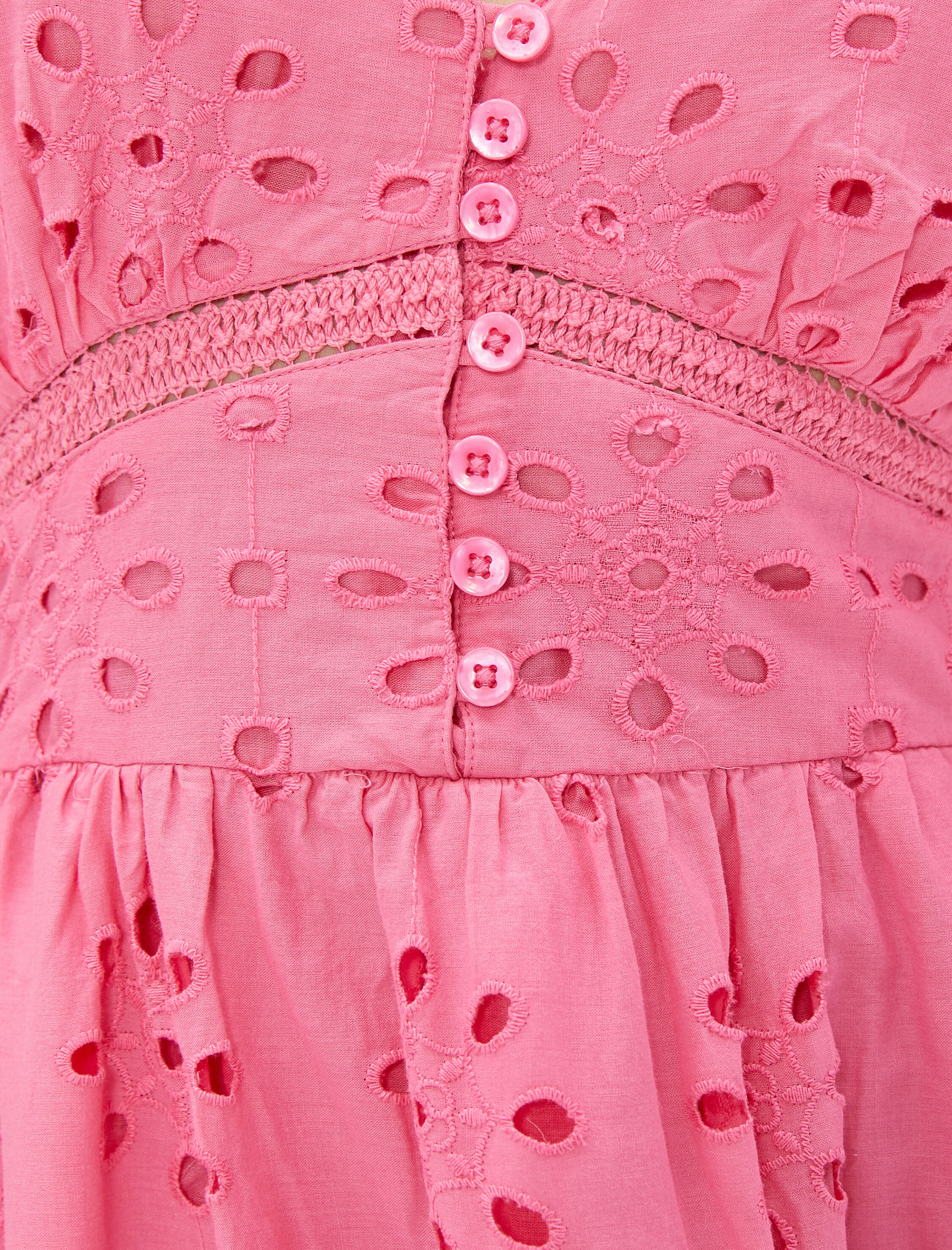   Uzun Yazlık Elbise V Yaka Brodeli