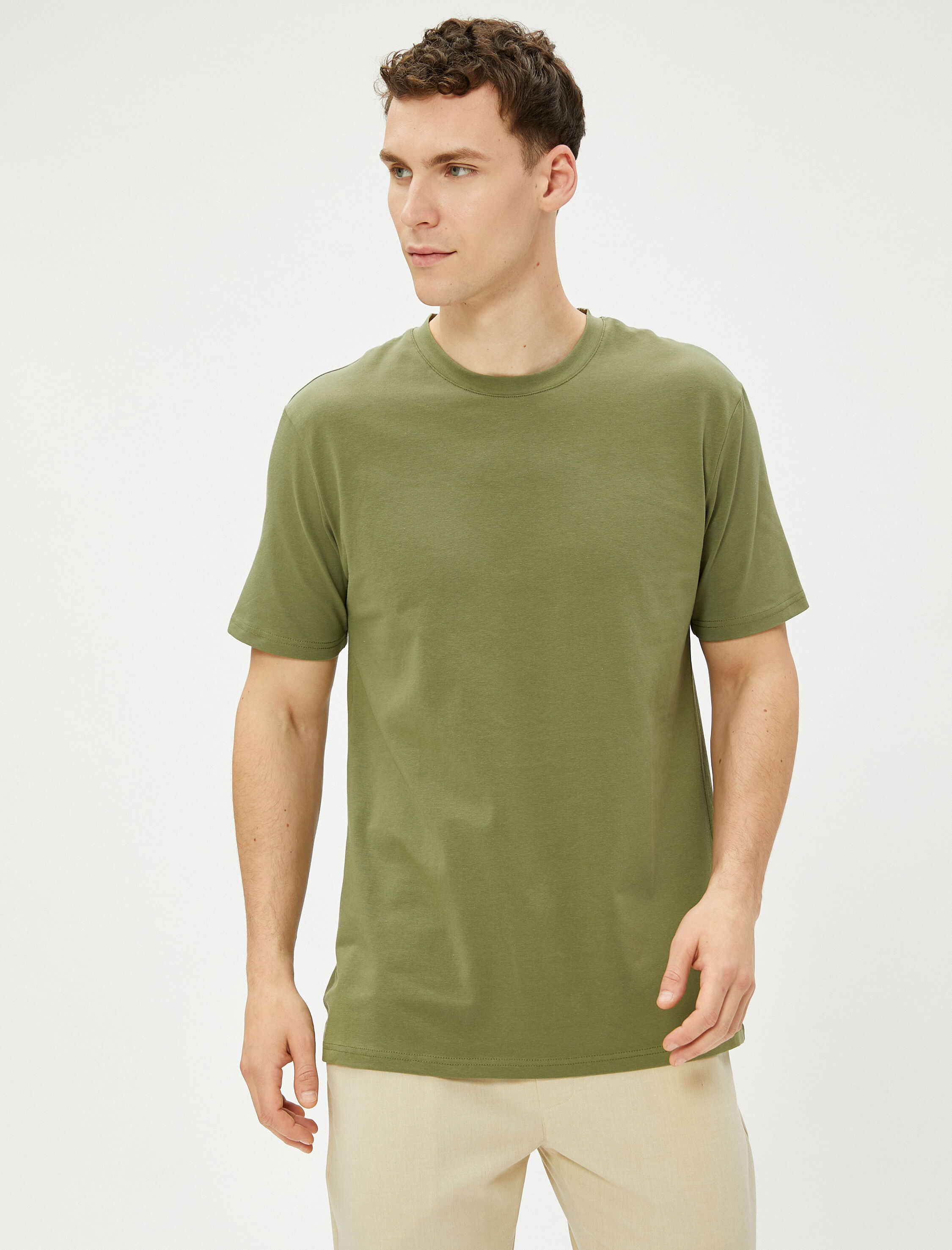   Basic Tişört Kısa Kollu Bisiklet Yaka Dar Kesim