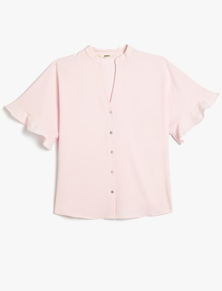  Hakim Yaka Gömlek Kolları Volanlı