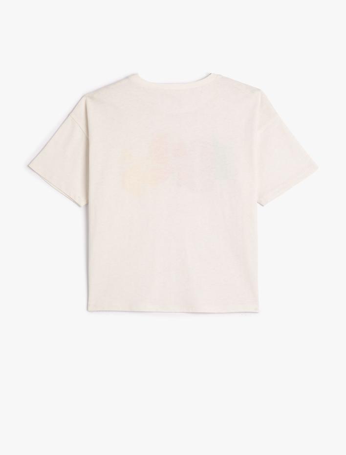 Kız Çocuk 1923 Baskılı Tişört Oversize Bisiklet Yaka Pamuklu