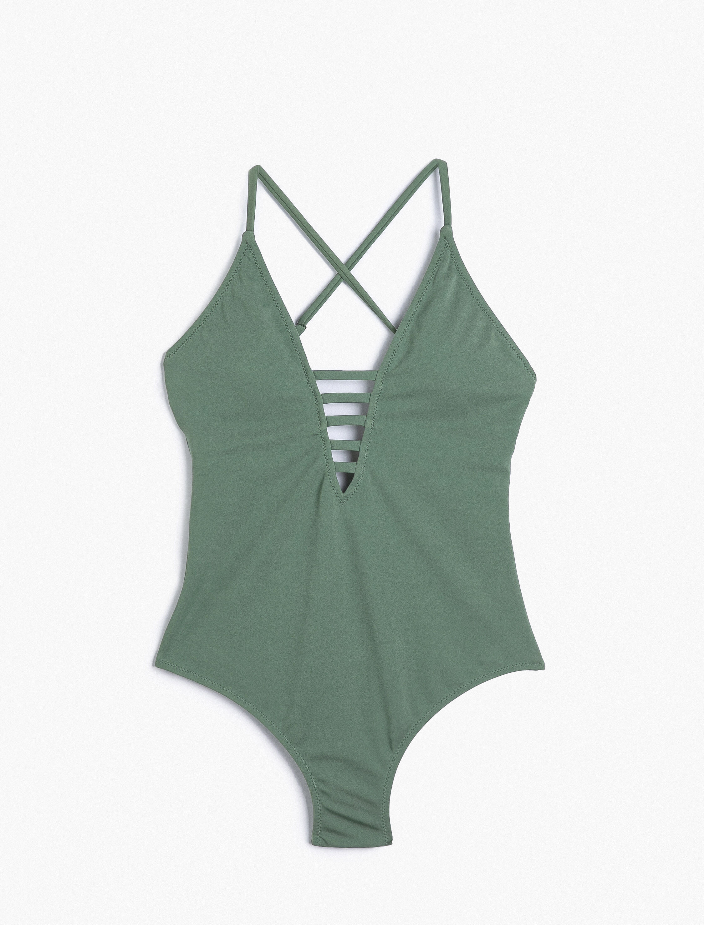   V Yaka Mayo Askılı Biye Detaylı Kaplı