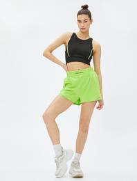 Kısa Spor Şort Beli Lastikli Baskılı