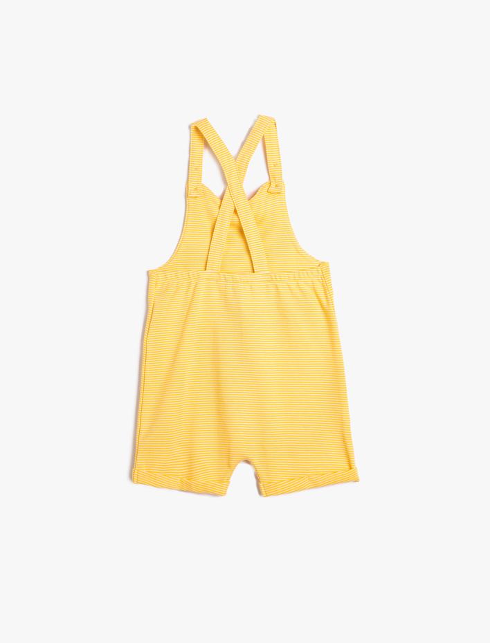 Erkek Bebek Tulum Kısa Aplike Detaylı Ayarlanabilir Askılı