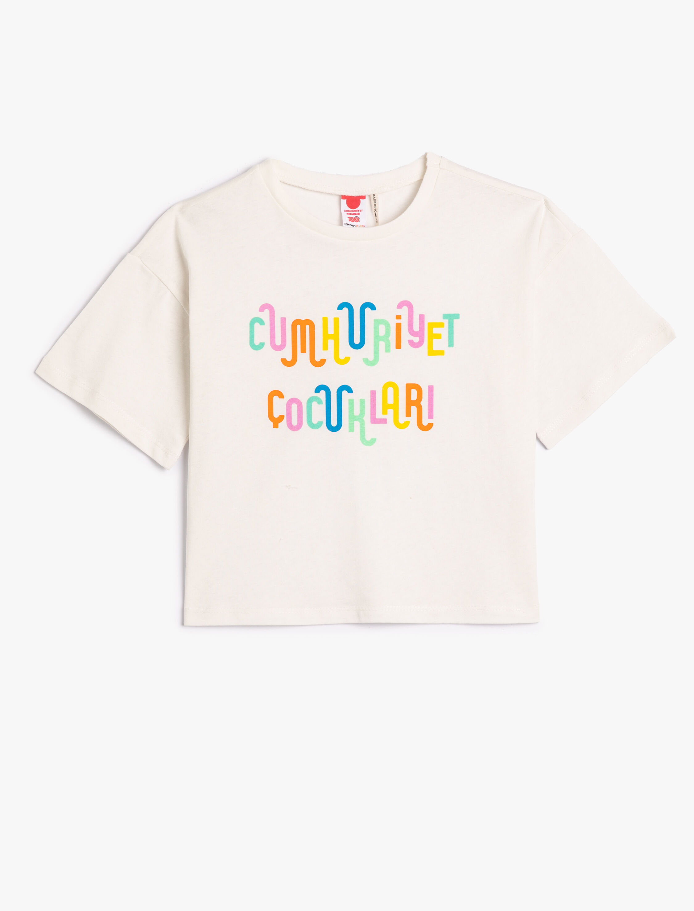  Kız Çocuk Tişört Baskılı Kısa Kollu Bisiklet Yaka Pamuklu