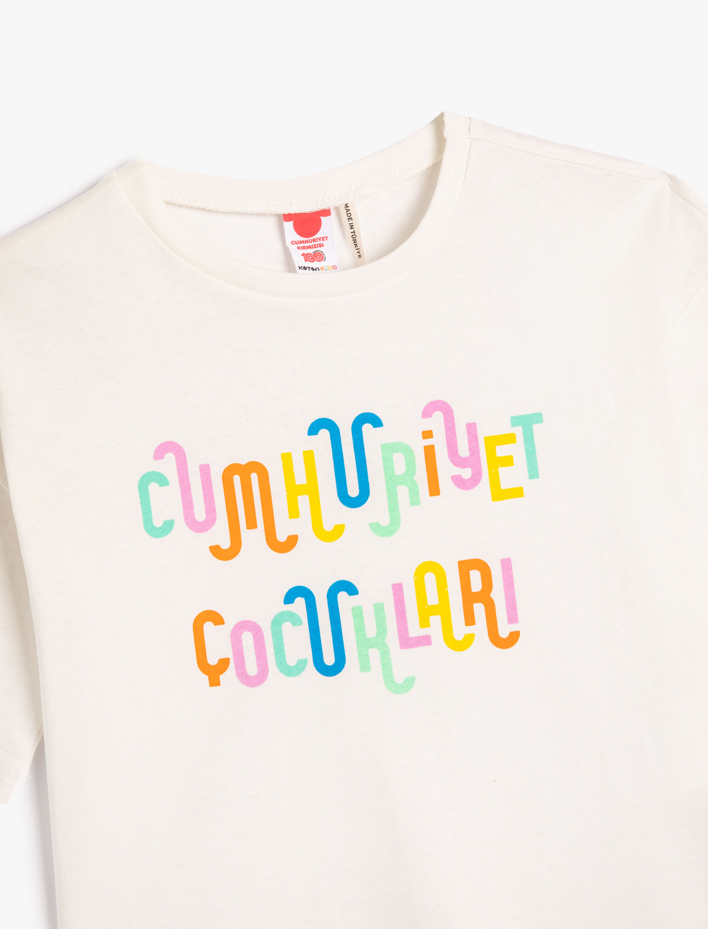  Kız Çocuk Tişört Baskılı Kısa Kollu Bisiklet Yaka Pamuklu