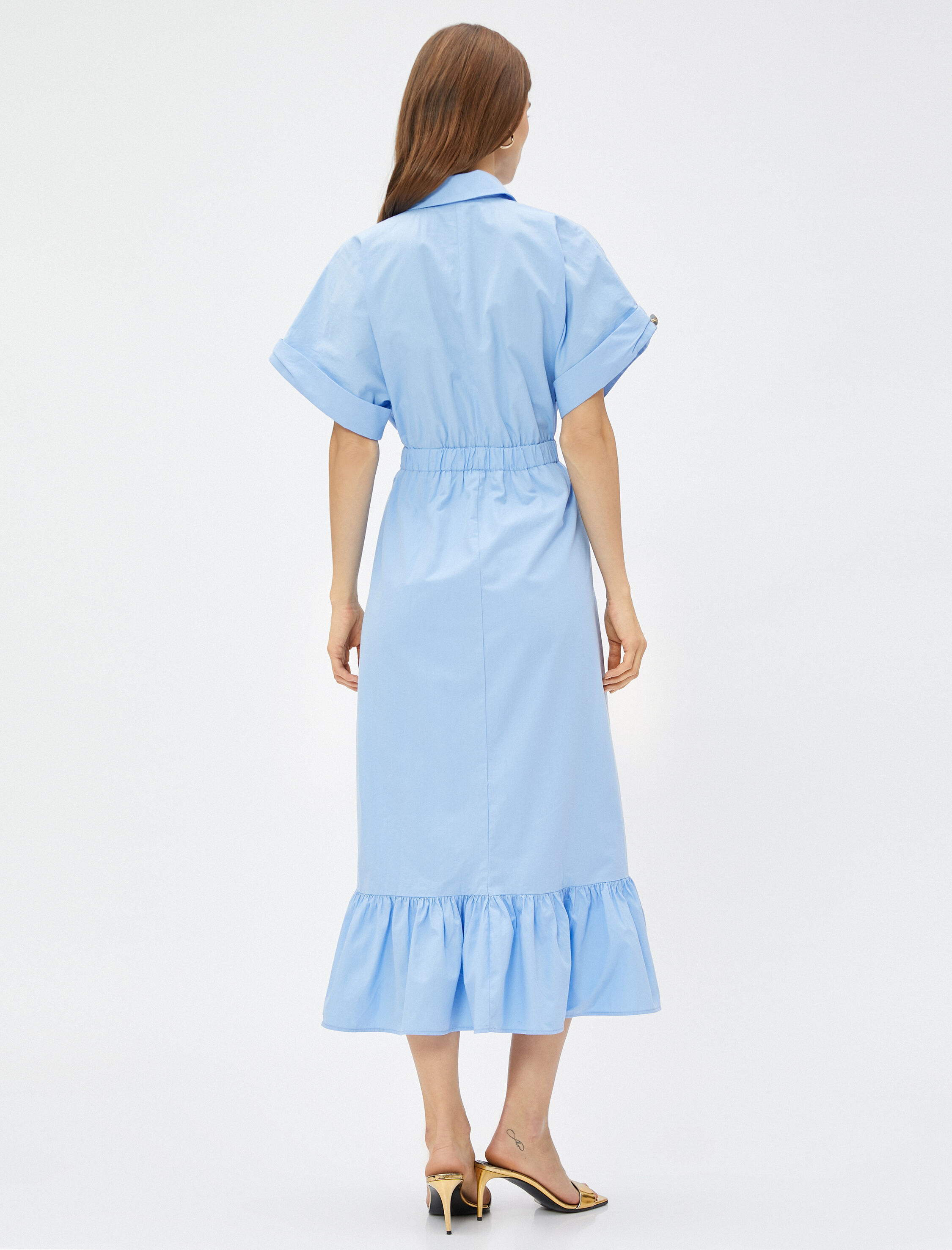   Gömlek Elbise Kısa Kollu Fırfırlı