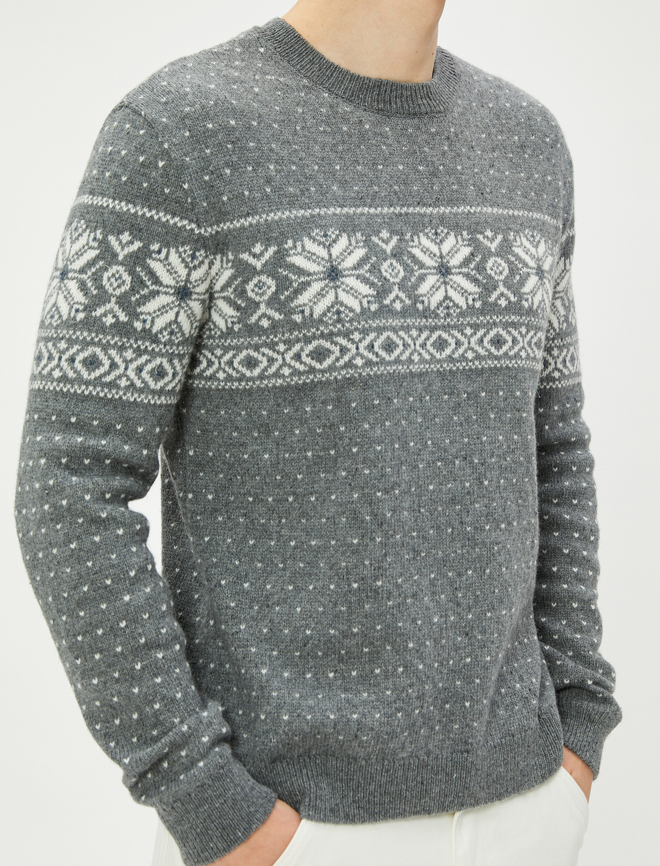   Bisiklet Yaka Kazak Etnik Desenli