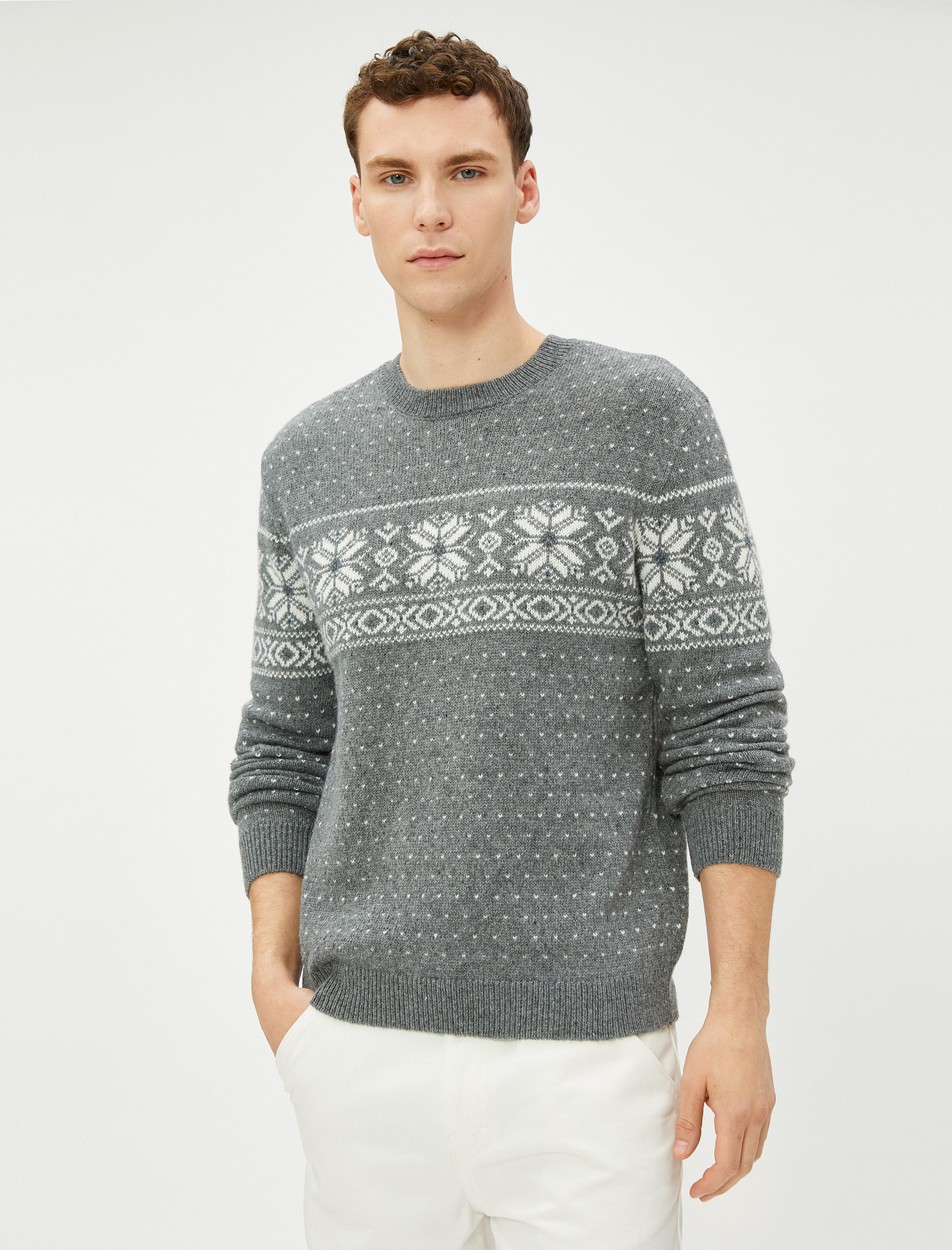   Bisiklet Yaka Kazak Etnik Desenli