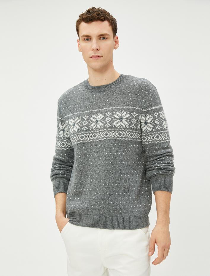  Bisiklet Yaka Kazak Etnik Desenli