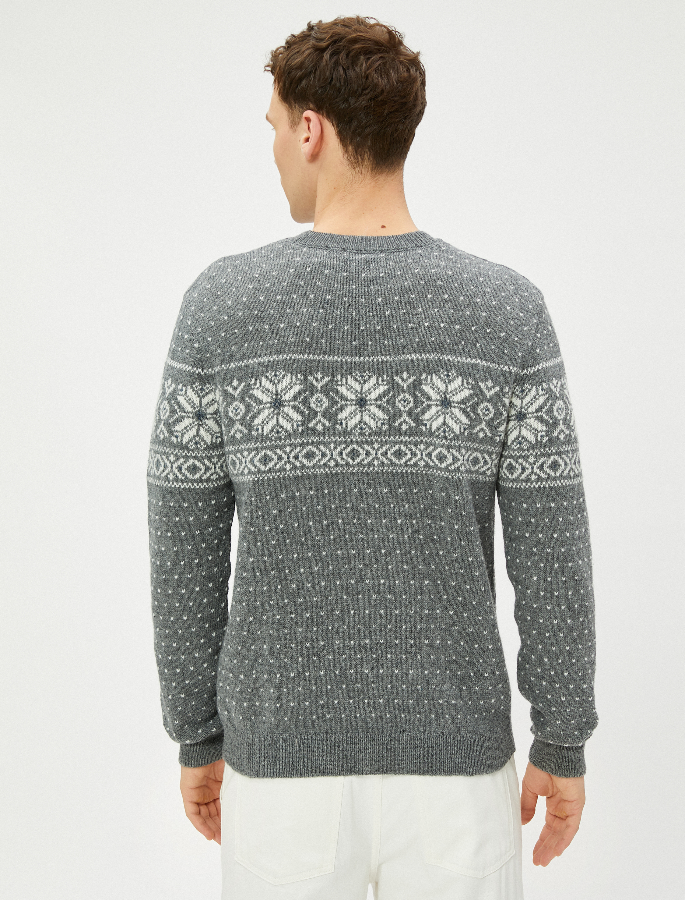   Bisiklet Yaka Kazak Etnik Desenli