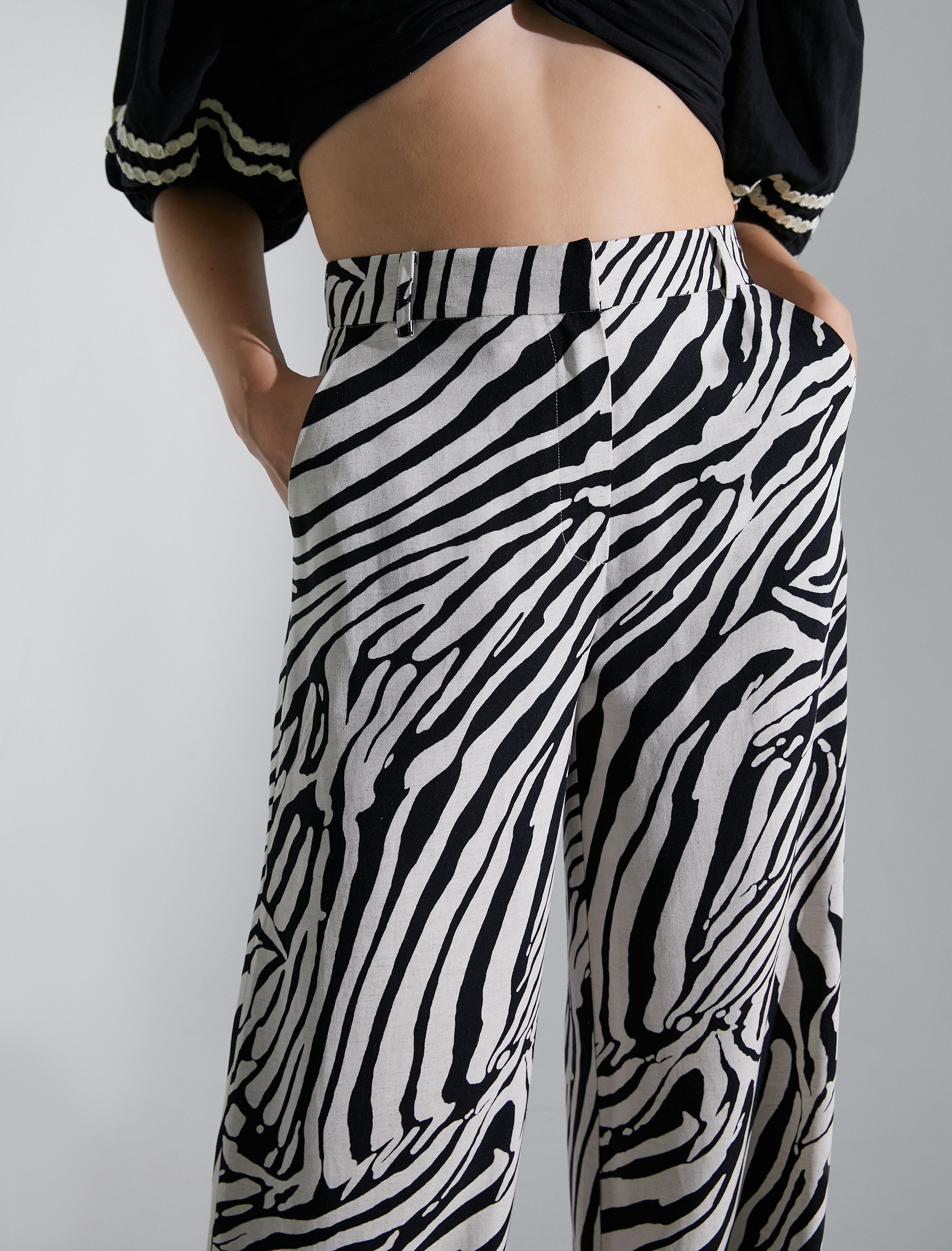   Melis Ağazat X Koton - Keten Karışımlı Palazzo Pantolon