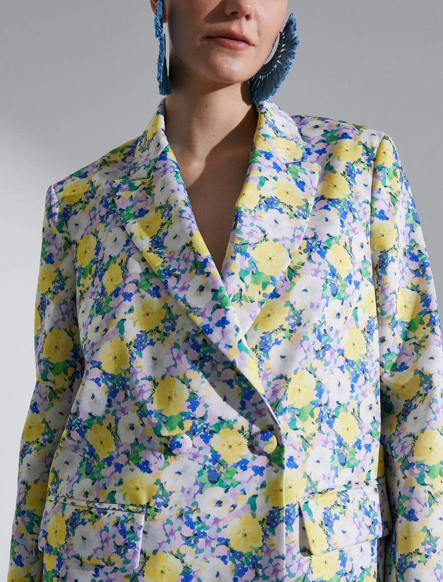   Melis Ağazat X Koton - Çiçekli Oversize Blazer Ceket