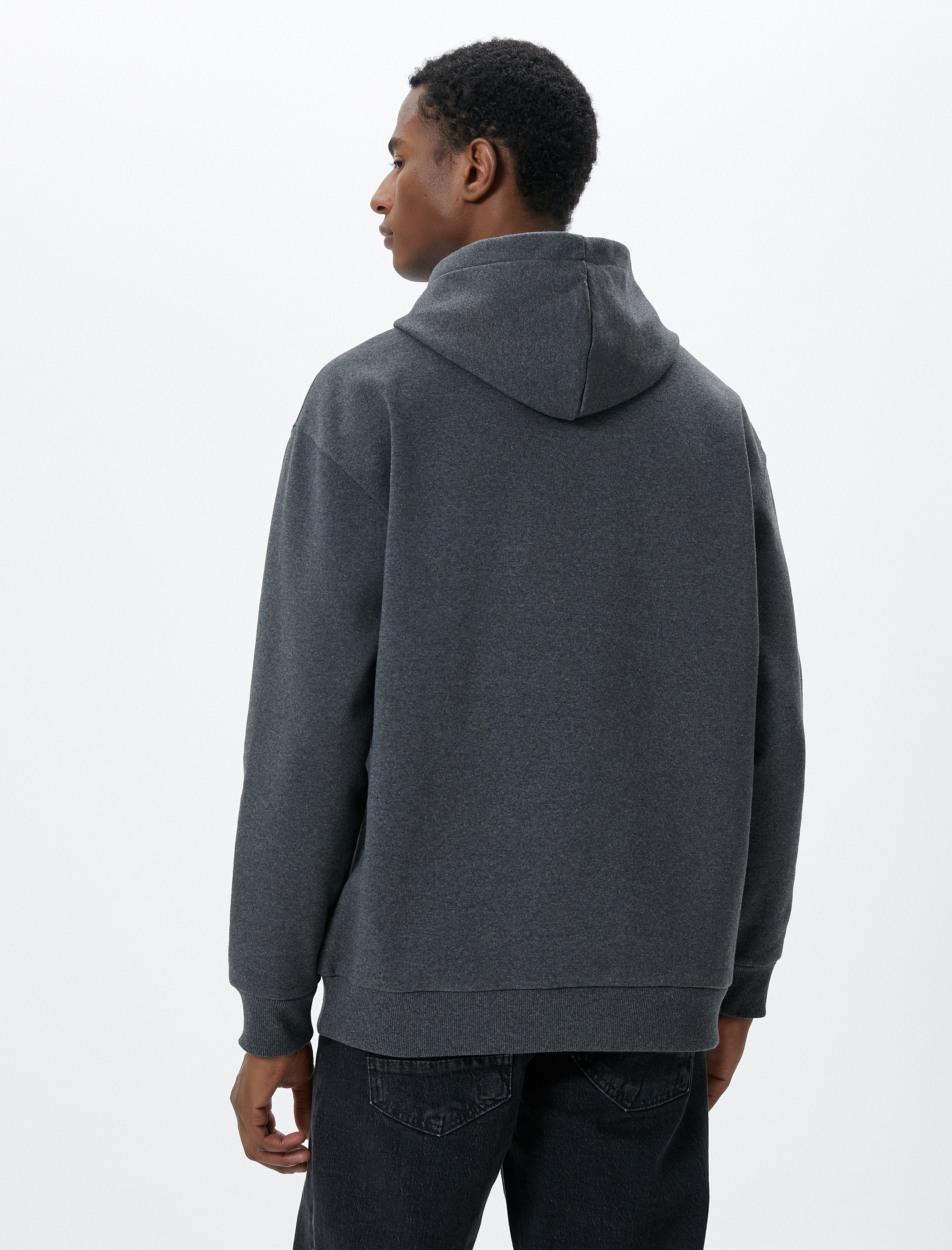   Oversize Hoodie Uzakdoğu İşlemeli Kanguru Cep Detaylı Şardonlu