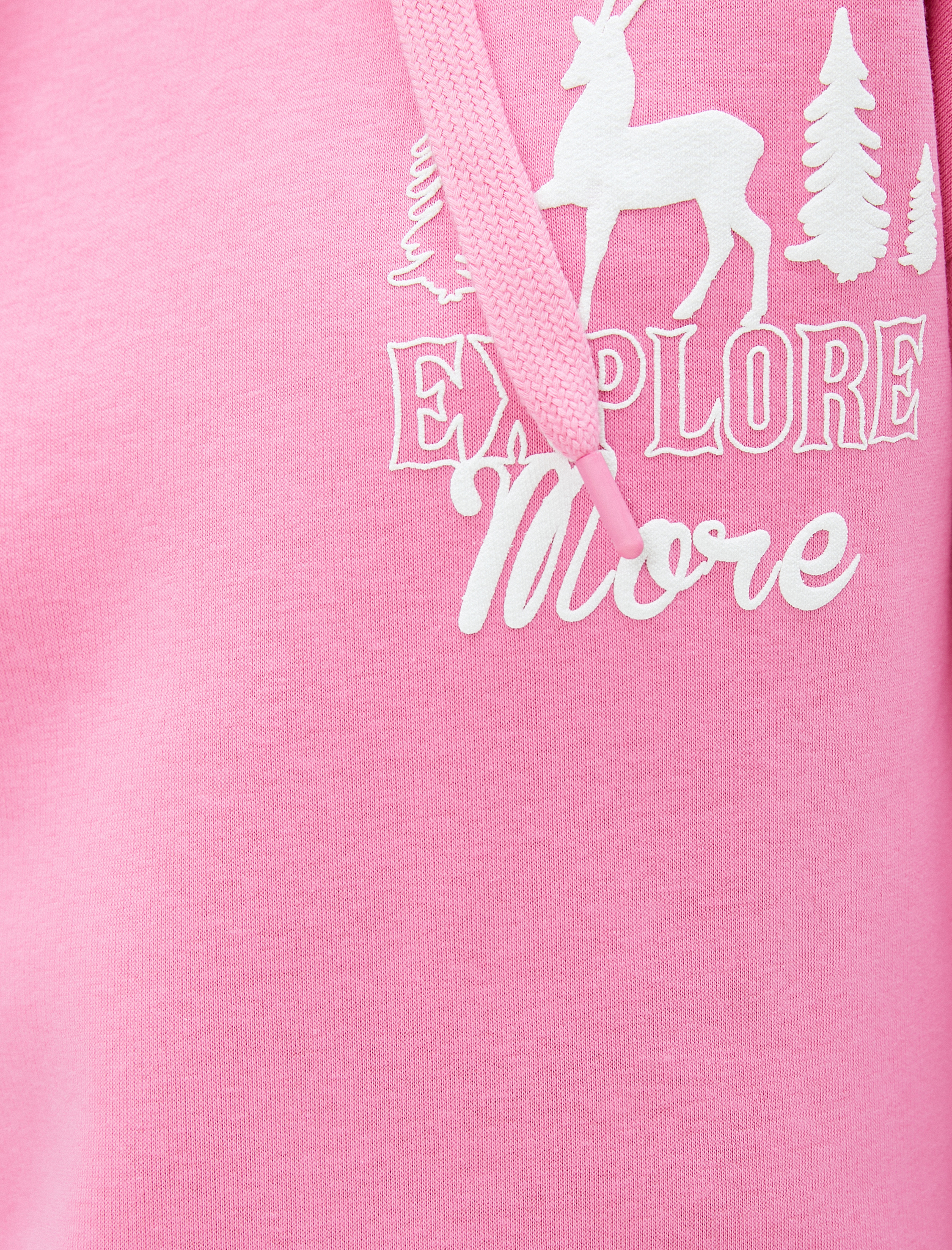   Şardonlu Oversize Kapüşonlu Sweatshirt Baskılı Uzun Kollu