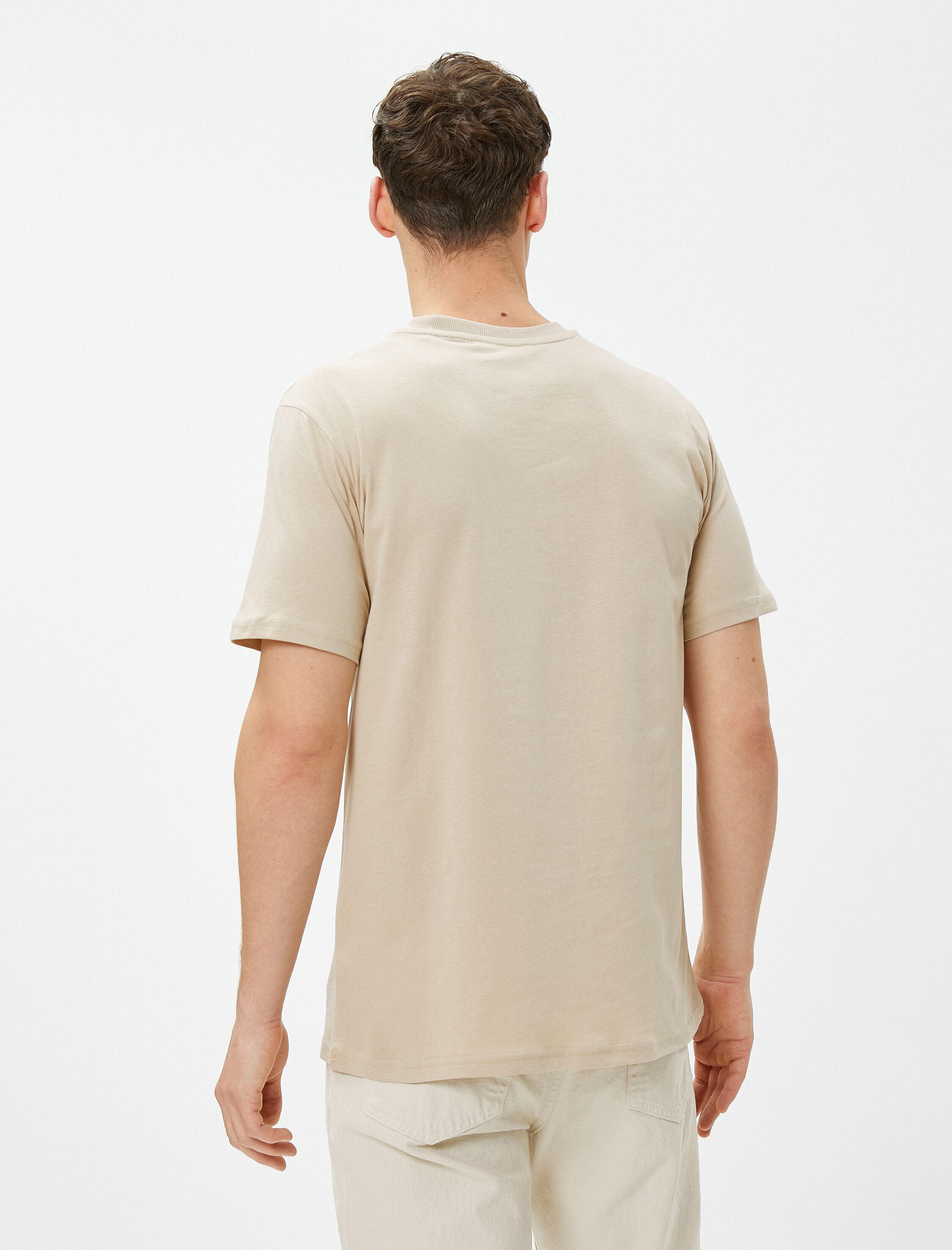   Bloklu Tişört Bisiklet Yaka Kısa Kollu Dikiş Detaylı