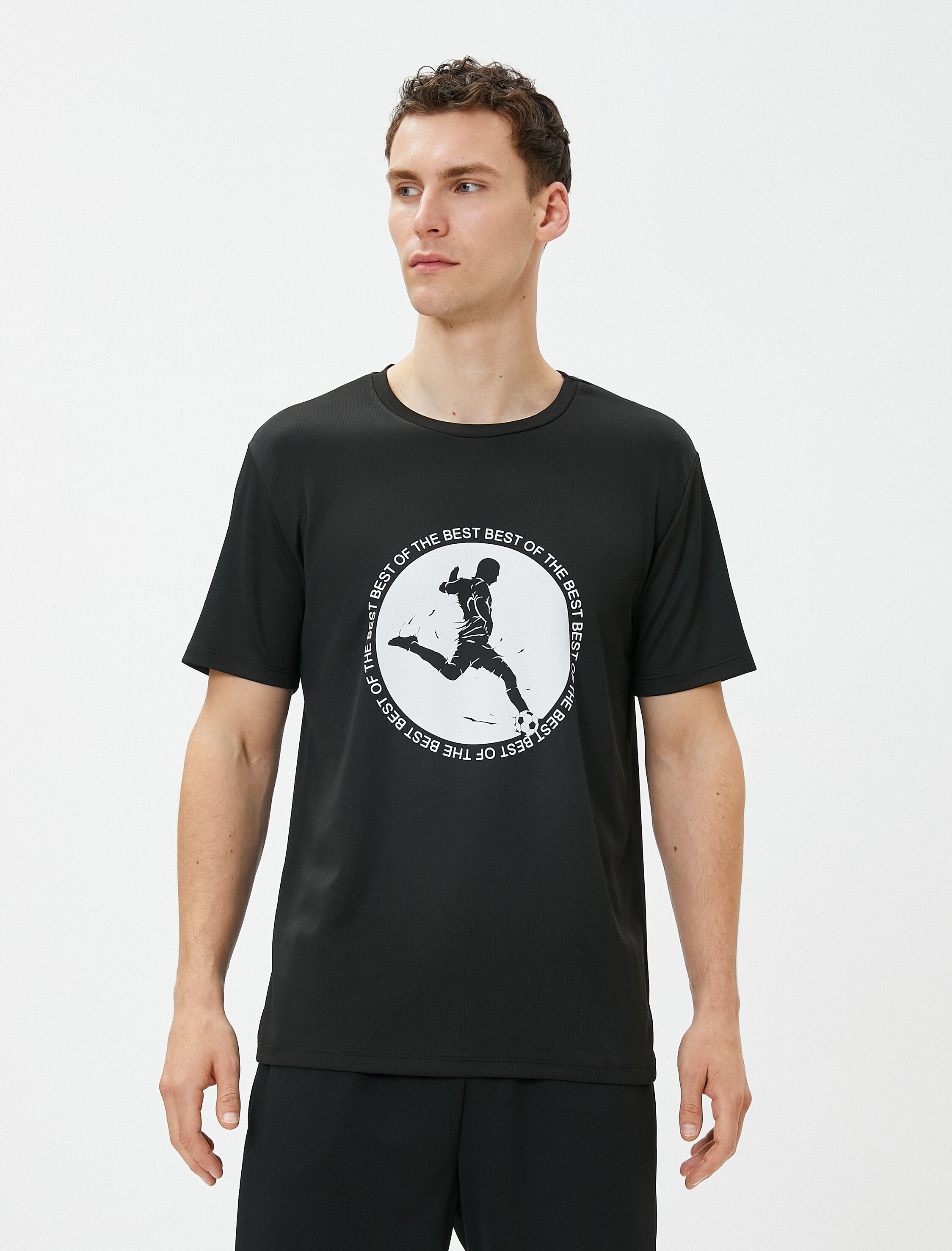   Spor Tişört Baskılı Futbol Temalı Bisiklet Yaka Kısa Kollu