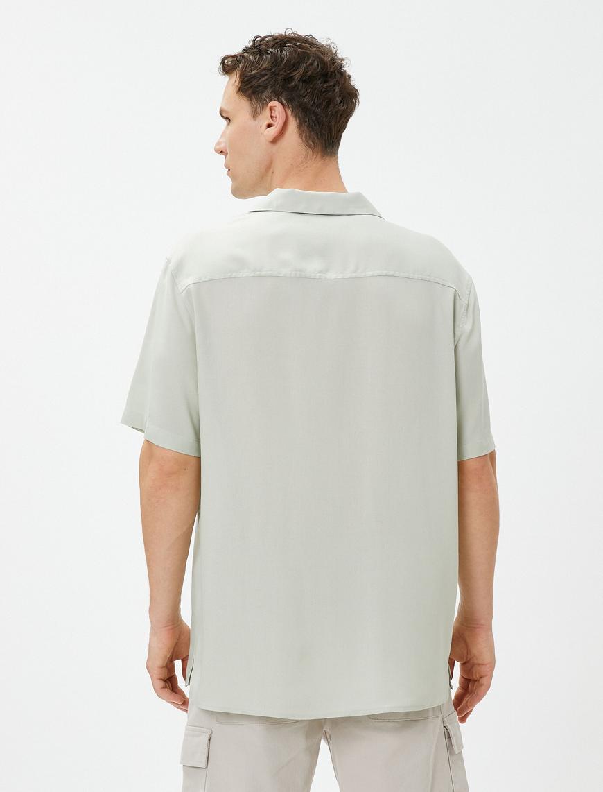   Basic Gömlek Kısa Kollu Devrik Yaka Ecovero® Viscose