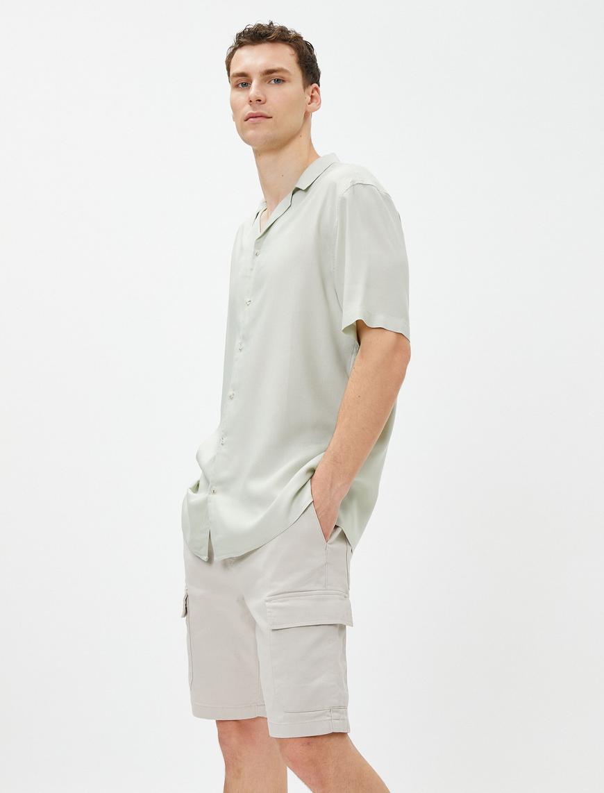   Basic Gömlek Kısa Kollu Devrik Yaka Ecovero® Viscose