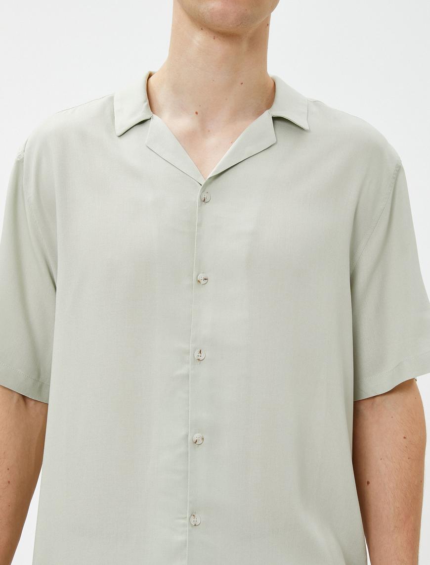   Basic Gömlek Kısa Kollu Devrik Yaka Ecovero® Viscose
