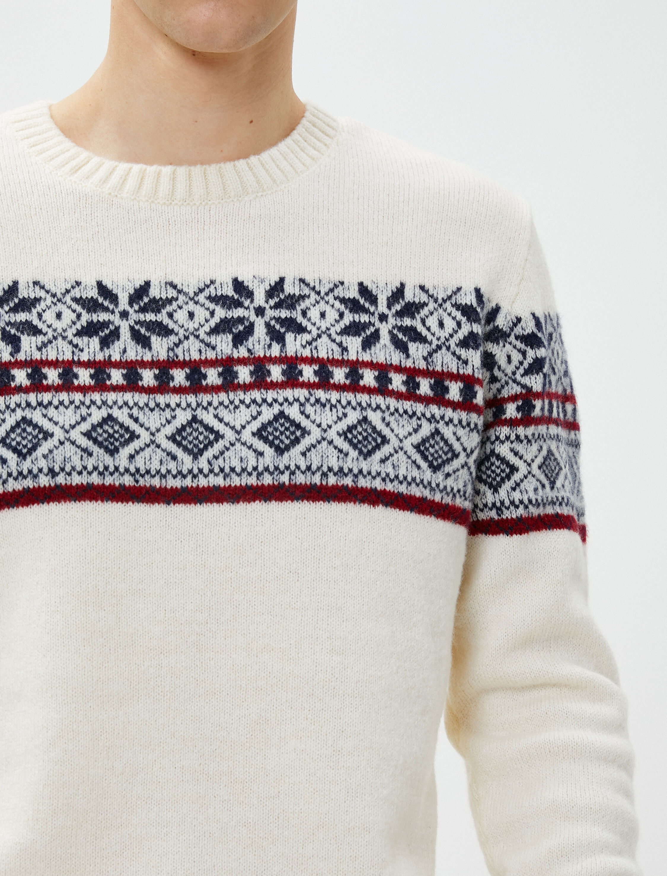   Akrilik Karışımlı Kazak Bisiklet Yaka Etnik Desenli