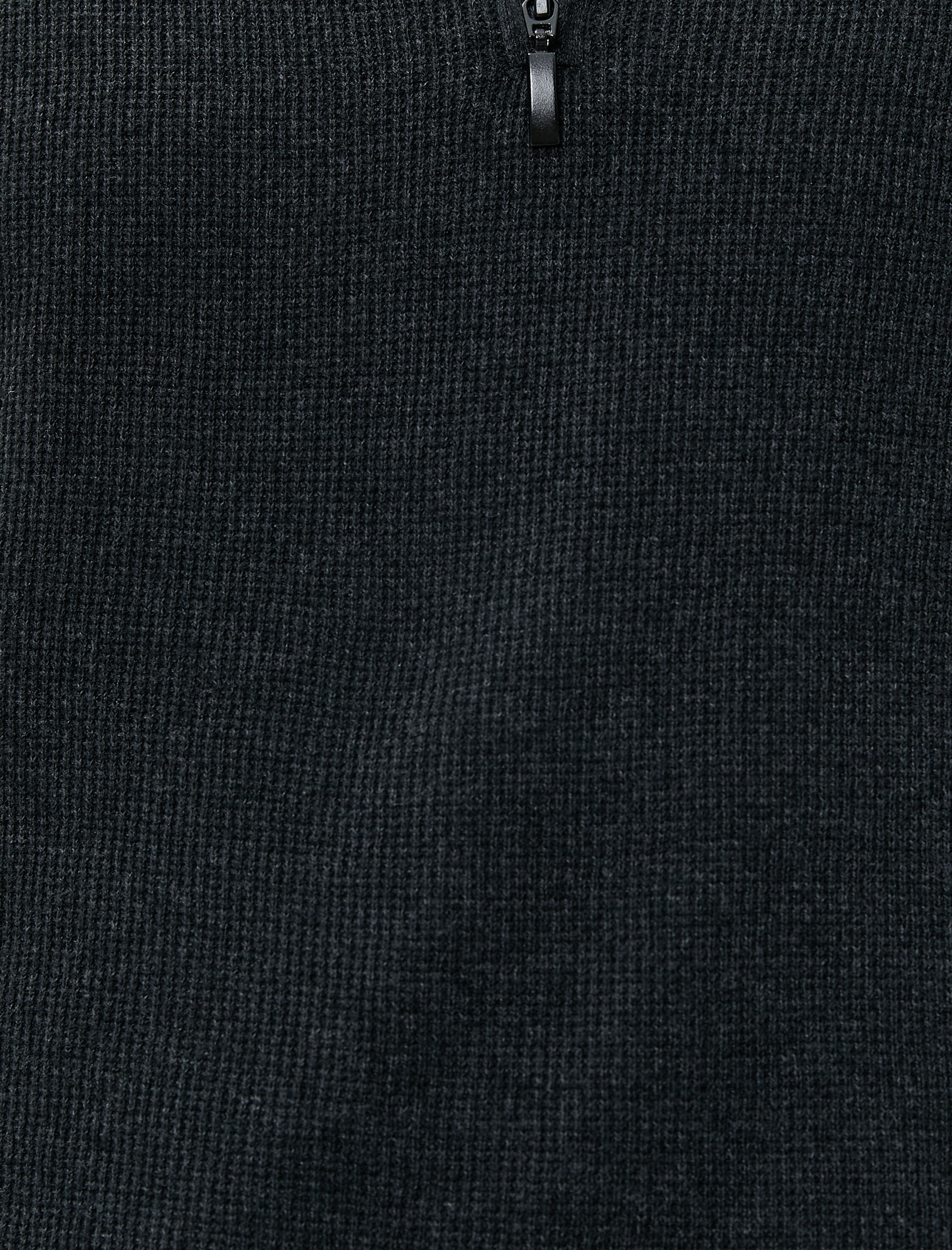   Polo Yaka Kazak Fermuarlı Dar Kesim Uzun Kollu