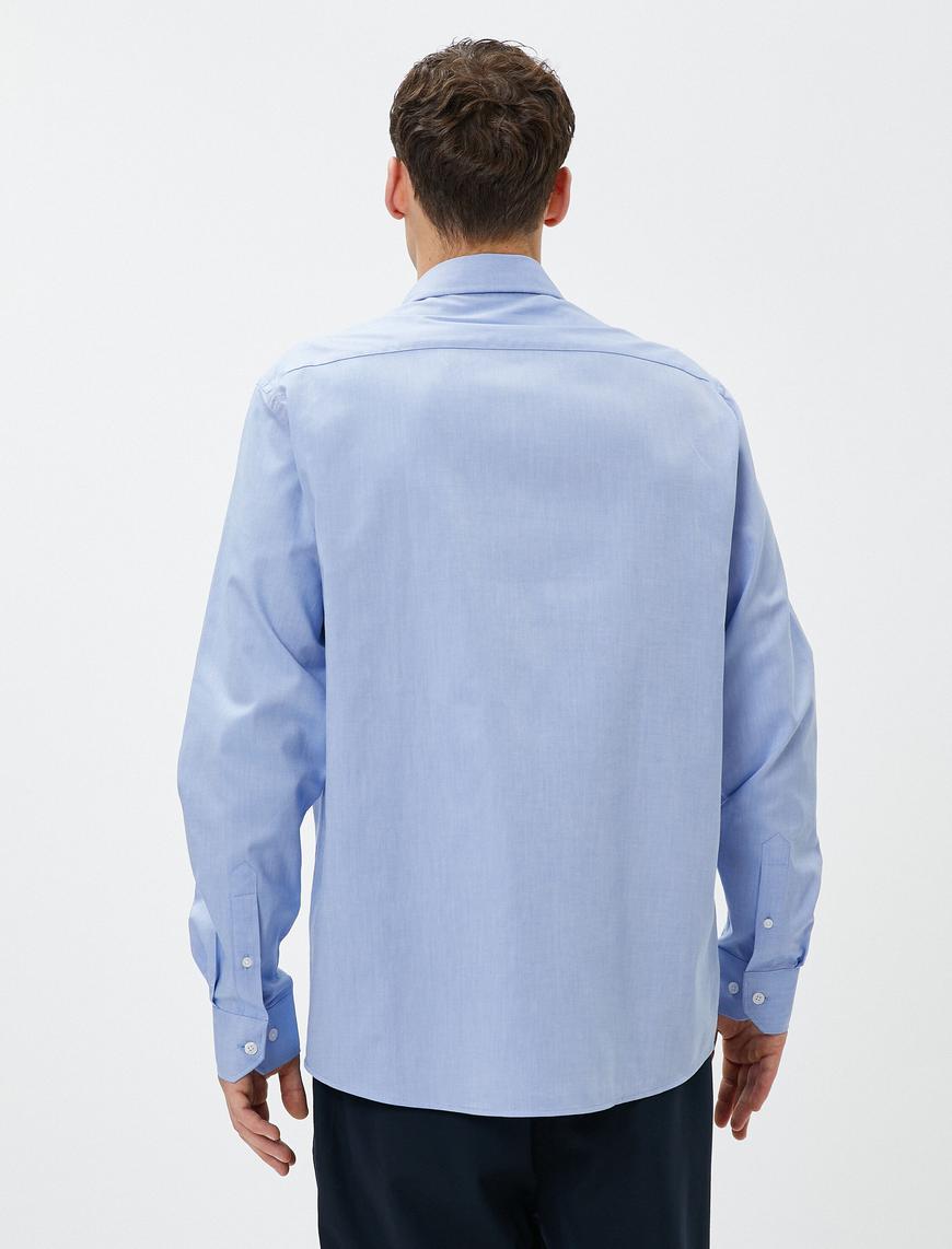   Basic Gömlek Bol Kesim Klasik Yaka Cep Detaylı Pamuklu Non Iron