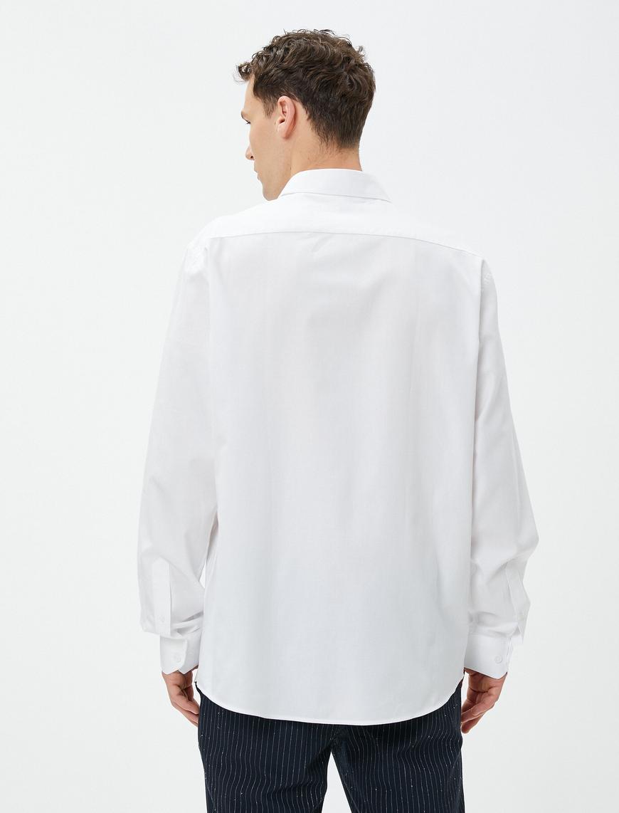   Basic Gömlek Bol Kesim Klasik Yaka Cep Detaylı Pamuklu Non Iron