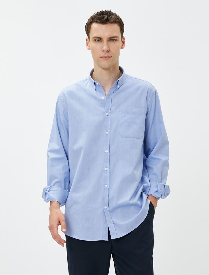 Basic Gömlek Bol Kesim Klasik Yaka Cep Detaylı Pamuklu Non Iron