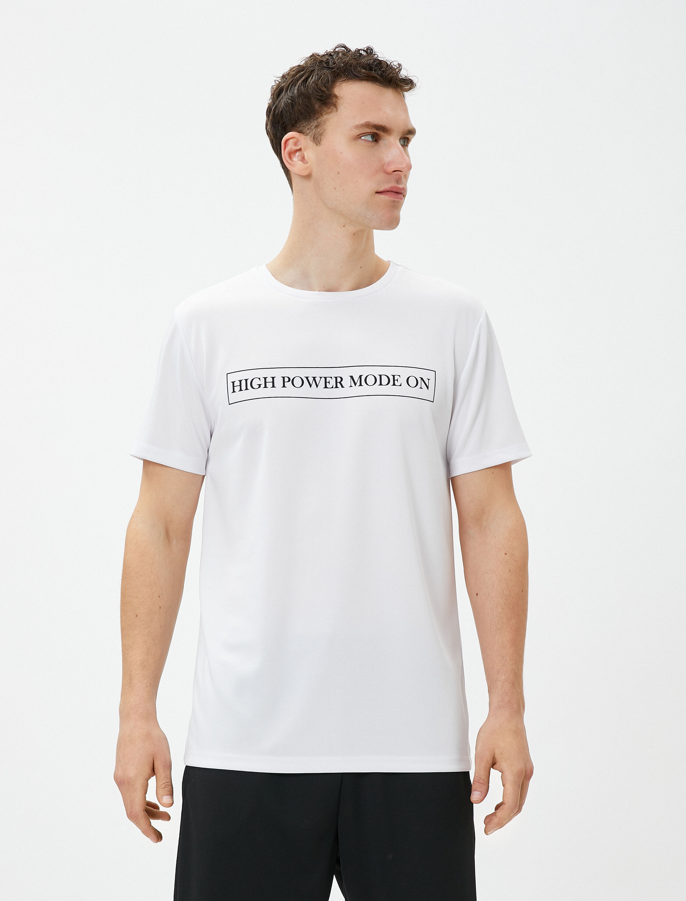   Slogan Baskılı Tişört Bisiklet Yaka Kısa Kollu Pamuklu