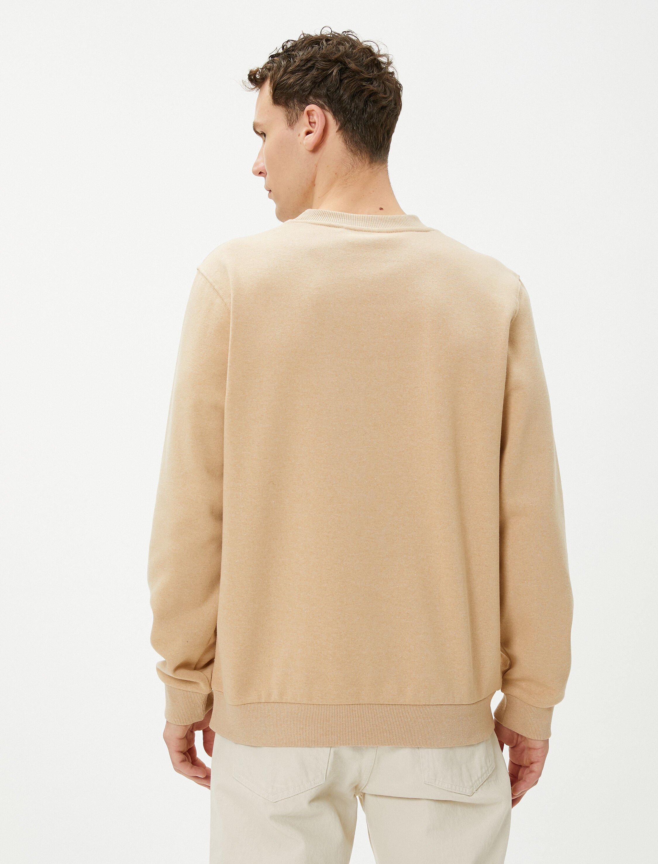 Kolej Sweatshirt Şehir Baskılı Bisiklet Yaka Uzun Kollu Şardonlu