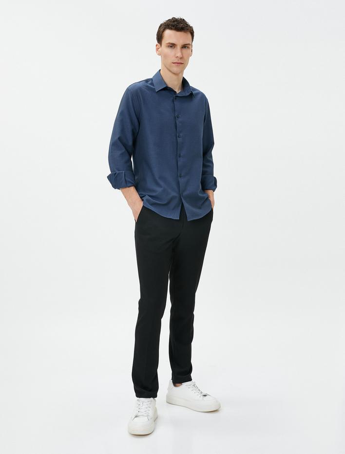  Basic Gömlek Klasik Yaka Uzun Kollu Düğmeli Non Iron