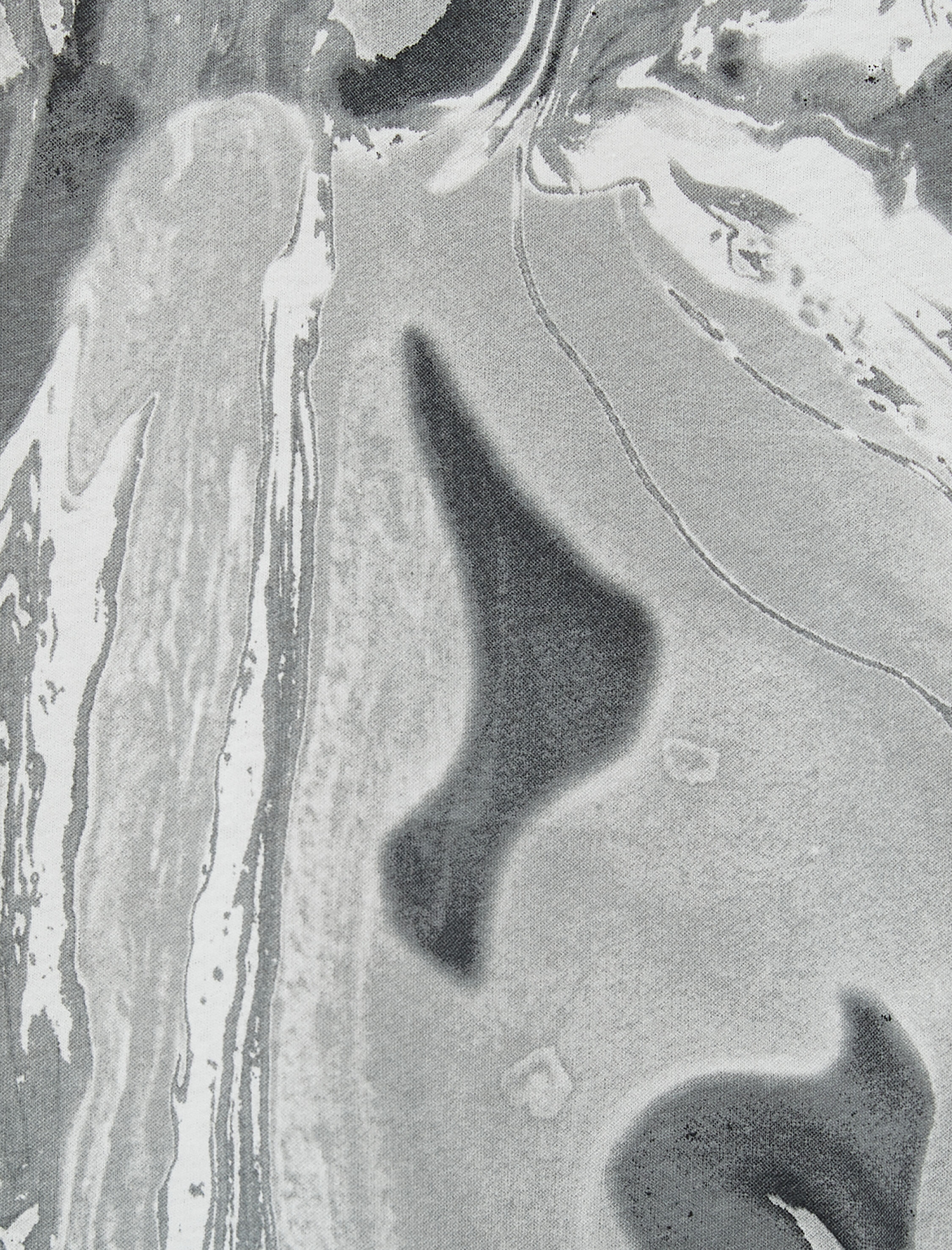   Oversize Tişört Bisiklet Yaka Soyut Baskı Detaylı Kısa Kollu