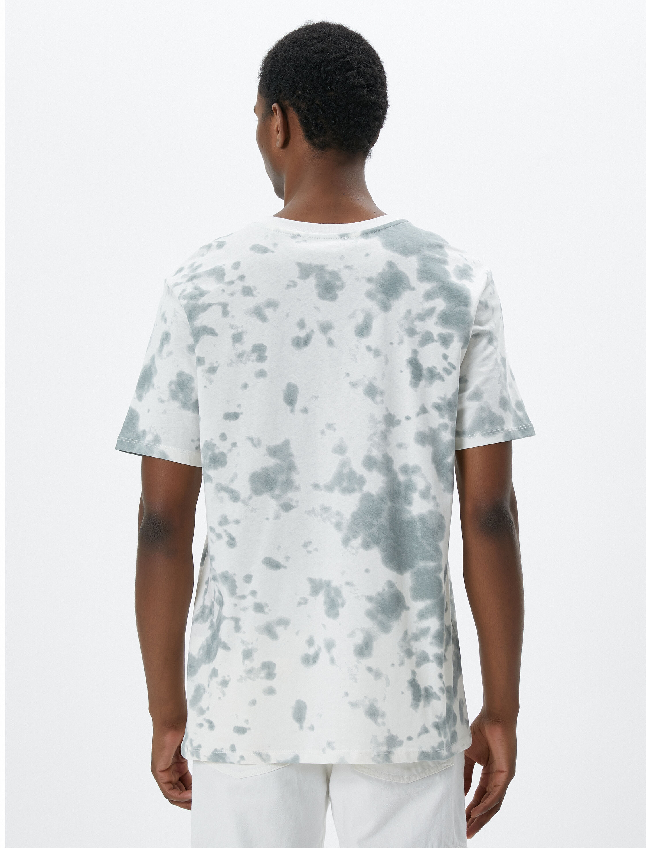   Slogan Baskılı Tişört Soyut Detaylı Bisiklet Yaka Kısa Kollu