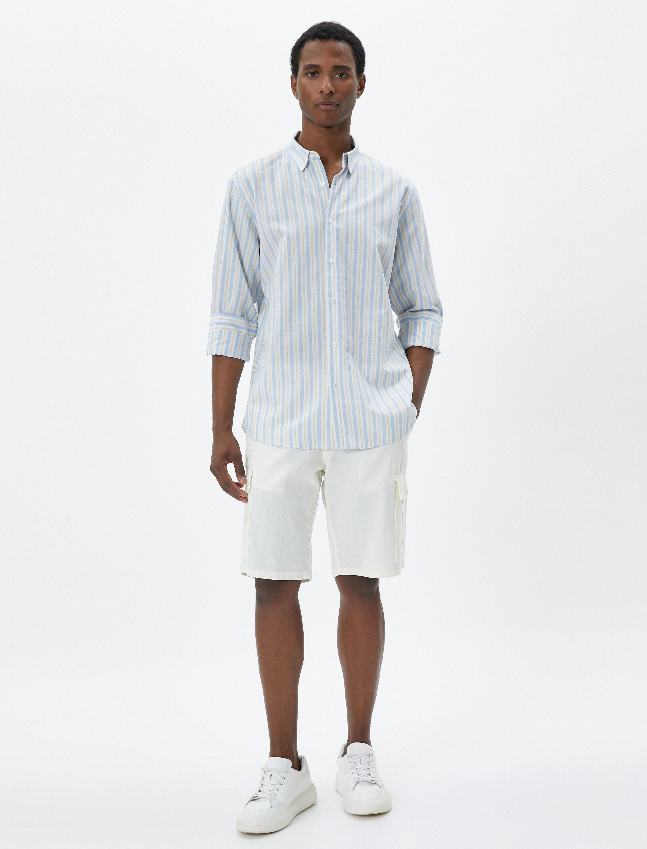   Klasik Manşet Yaka Gömlek Düğmeli Uzun Kollu