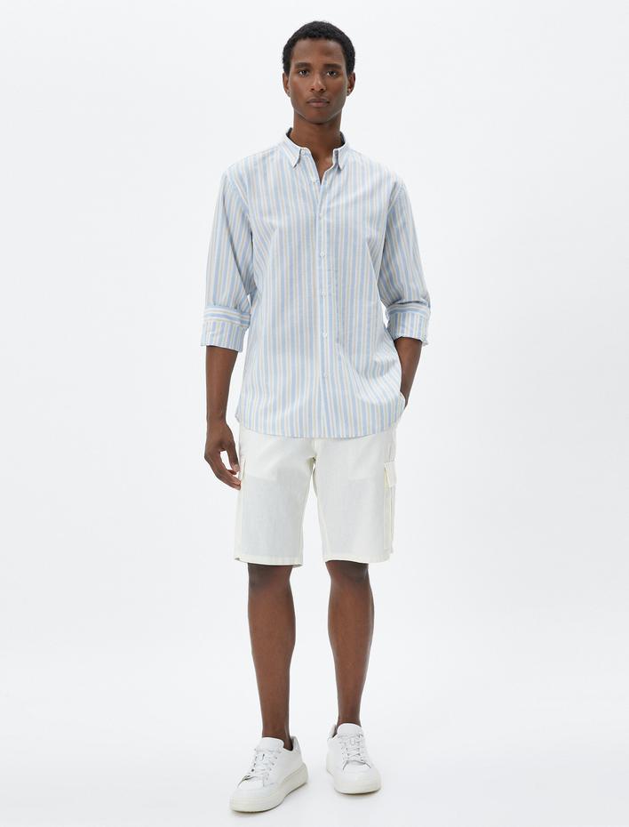  Klasik Manşet Yaka Gömlek Düğmeli Uzun Kollu