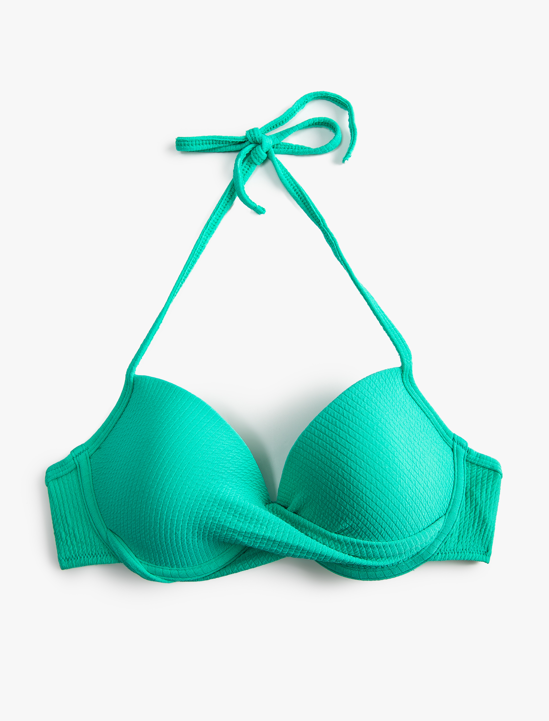   Boyundan Bağlamalı Bikini Üstü Dokulu