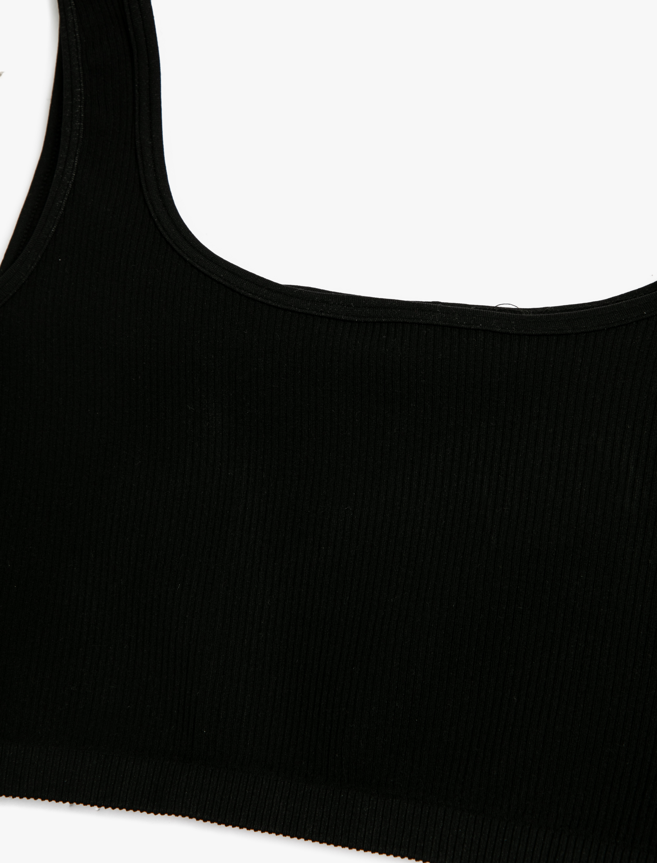   Crop Fitilli Atlet Basic Kare Yaka Biye Detaylı