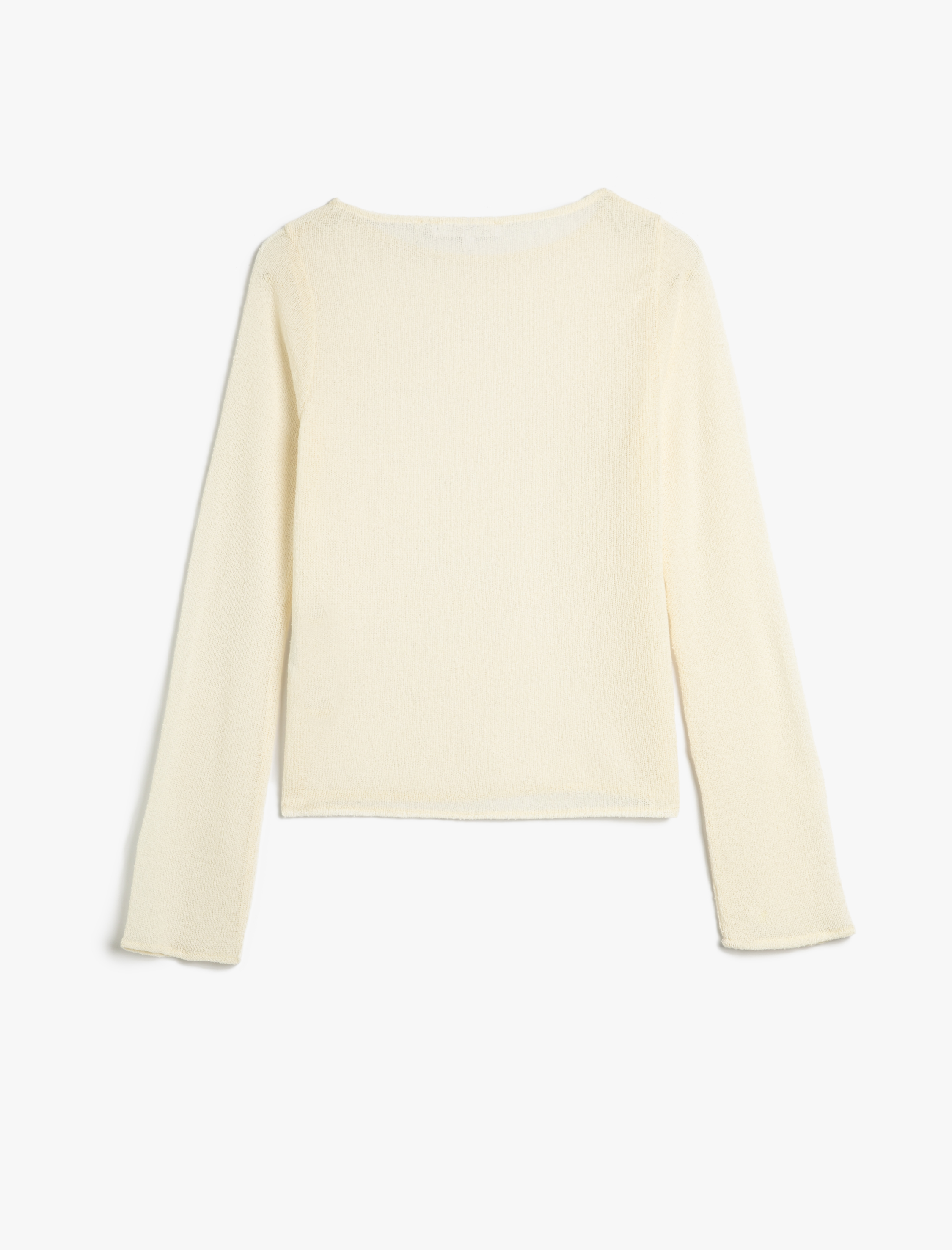   Uzun Kollu Tişört Triko Basic Bisiklet Yaka