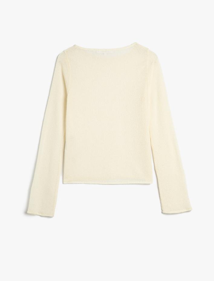  Uzun Kollu Tişört Triko Basic Bisiklet Yaka