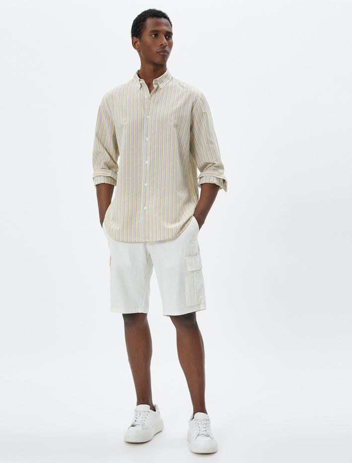  Klasik Manşet Yaka Gömlek Düğmeli Uzun Kollu