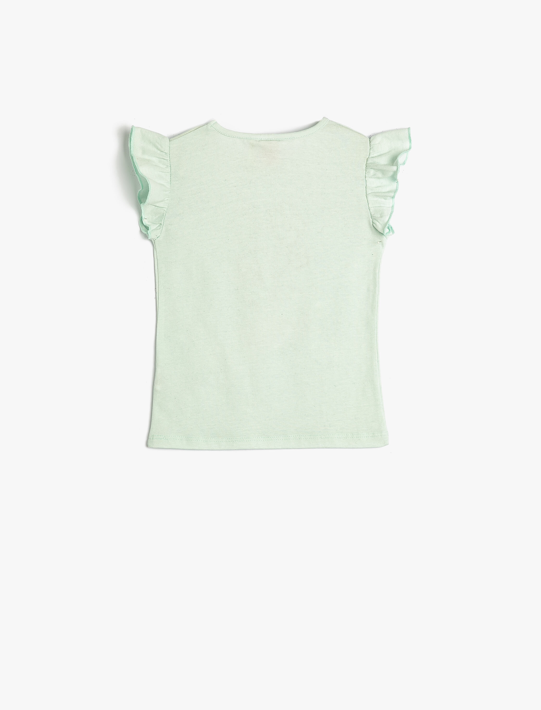  Kız Bebek Tişört Bisiklet Yaka Kolsuz Fırfırlı Çiçek Baskılı Pamuklu