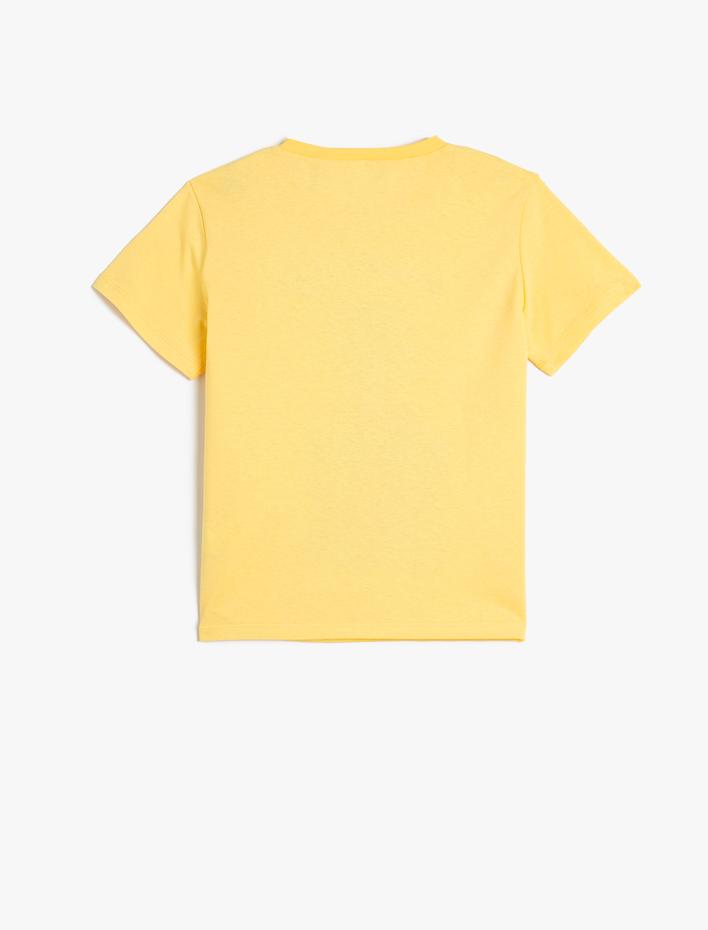 Erkek Çocuk Tişört Bisiklet Yaka Kısa Kollu Ananas Baskılı Pamuklu